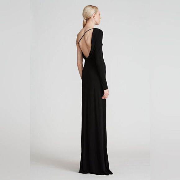 Halston Jade Jersey Gown Black Size 14 - Picture 4 of 11